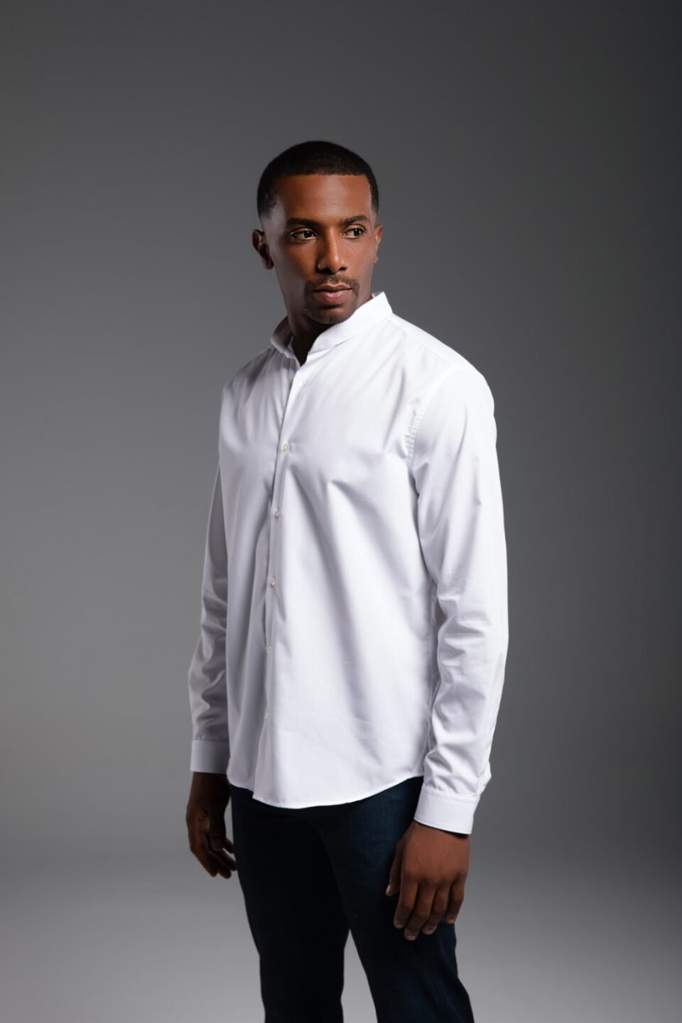 Chemise casual col mao blanche