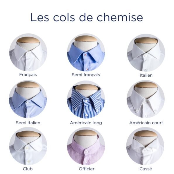 Types de cols de chemise Tunisie